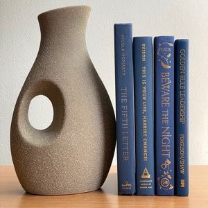 Stack of Books Decor Blue Gold Letters, Stacked Books Bookshelf Decor, Table Top